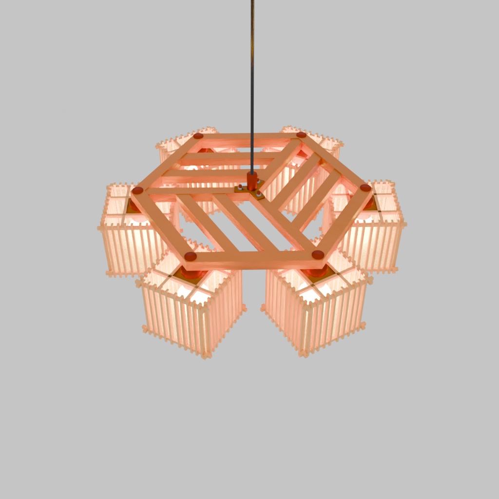 【Blender】和風のシャンデリア Japanese style chandelier