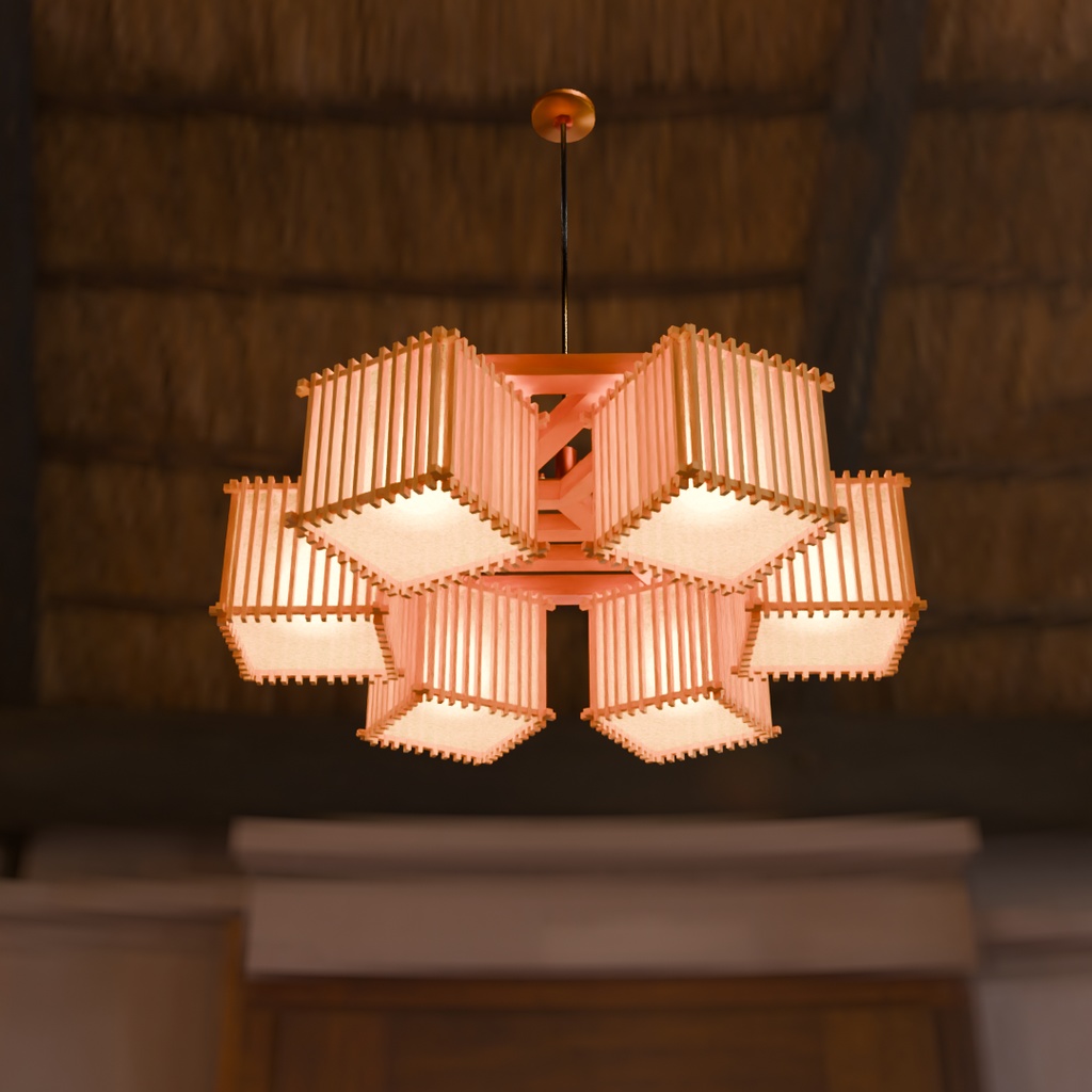 【Blender】和風のシャンデリア Japanese style chandelier