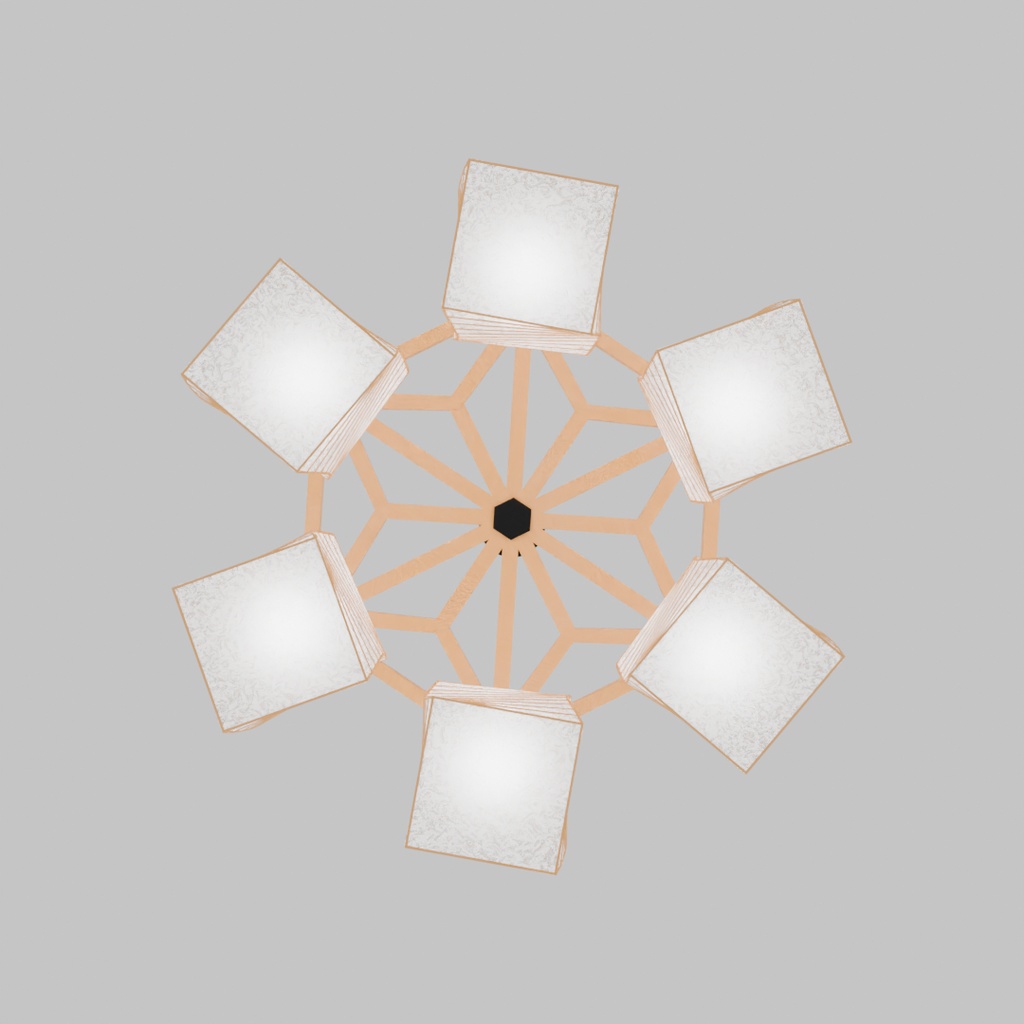 【Blender】和紙の灯りのシャンデリア Chandelier with Japanese paper lights