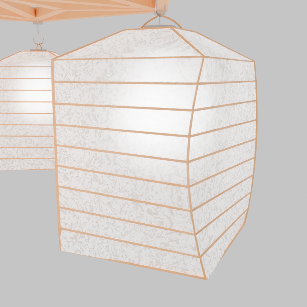 【Blender】和紙の灯りのシャンデリア Chandelier with Japanese paper lights