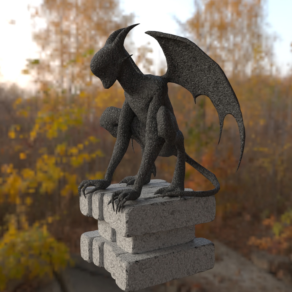 【Blender】ナイトゴーントのガーゴイル像 Gargoyle statue of Nightgaunts