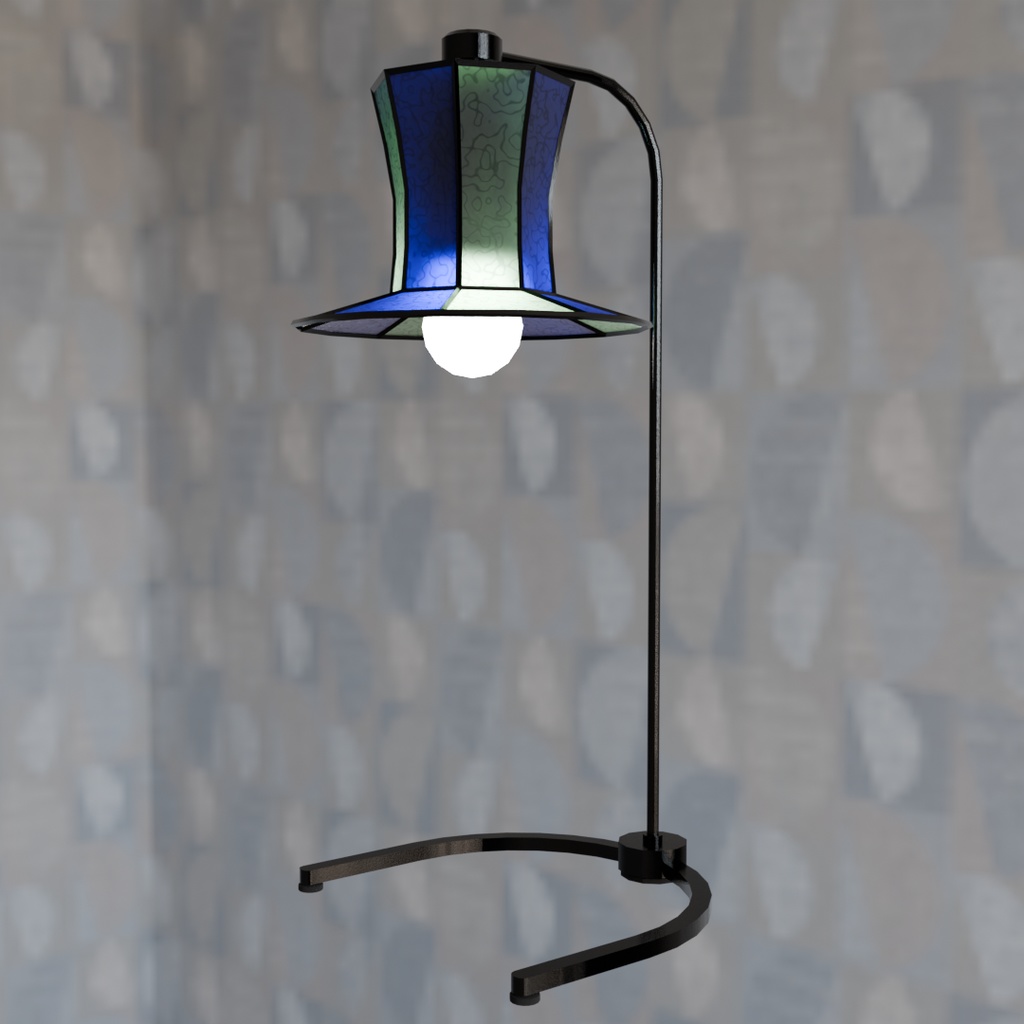 【Blender】ステンドグラス風シルクハットランプ2種6カラー Silk hat lamp in stained glass style
