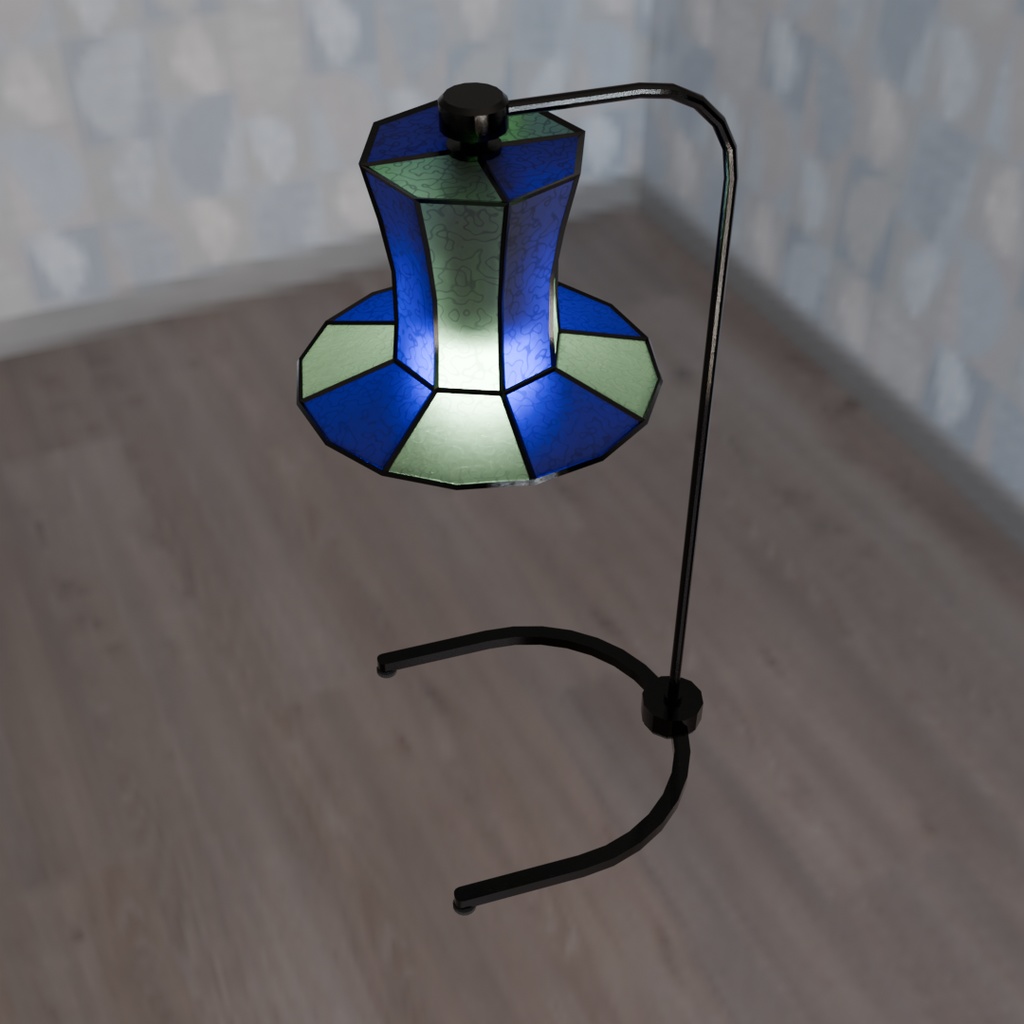 【Blender】ステンドグラス風シルクハットランプ2種6カラー Silk hat lamp in stained glass style