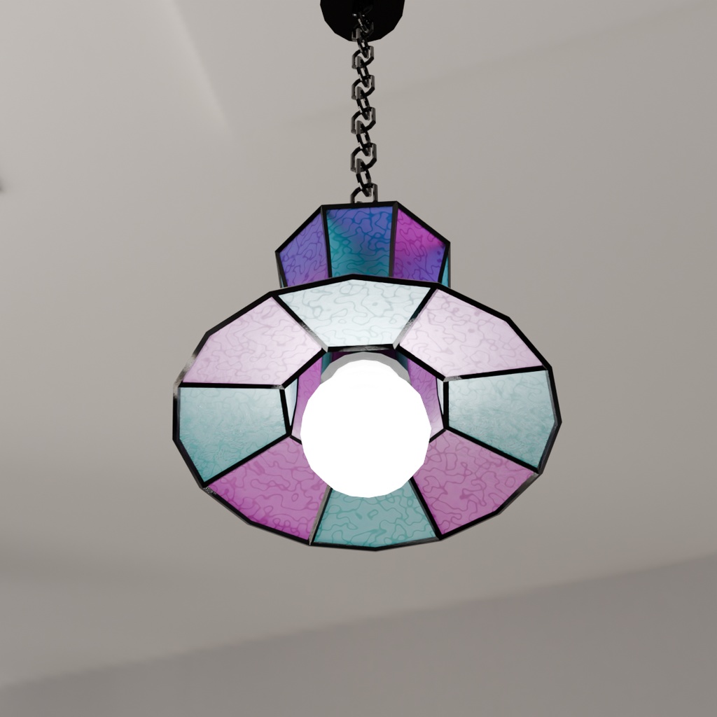 【Blender】ステンドグラス風シルクハットランプ2種6カラー Silk hat lamp in stained glass style