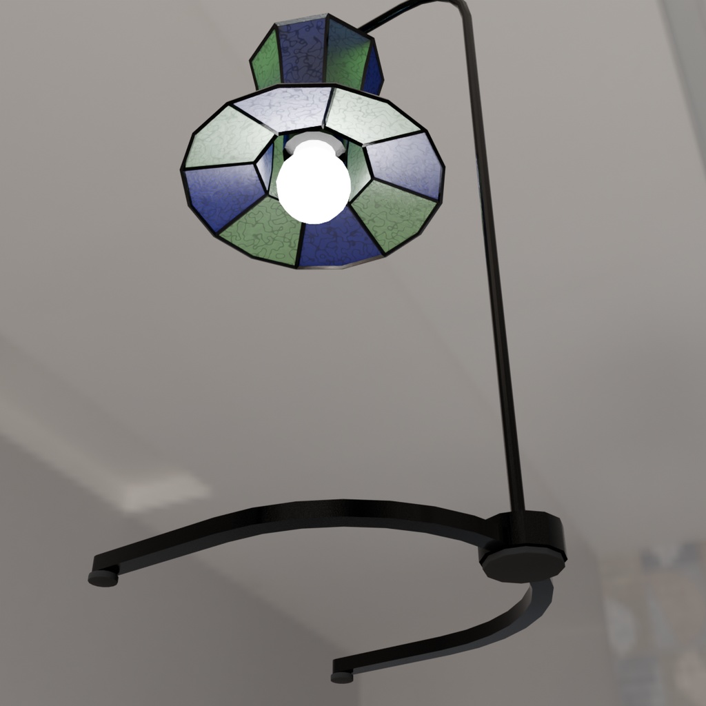 【Blender】ステンドグラス風シルクハットランプ2種6カラー Silk hat lamp in stained glass style