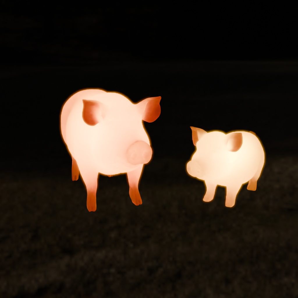 【Blender】 豚と子豚の間接照明 Indirect lighting of pig and piglet