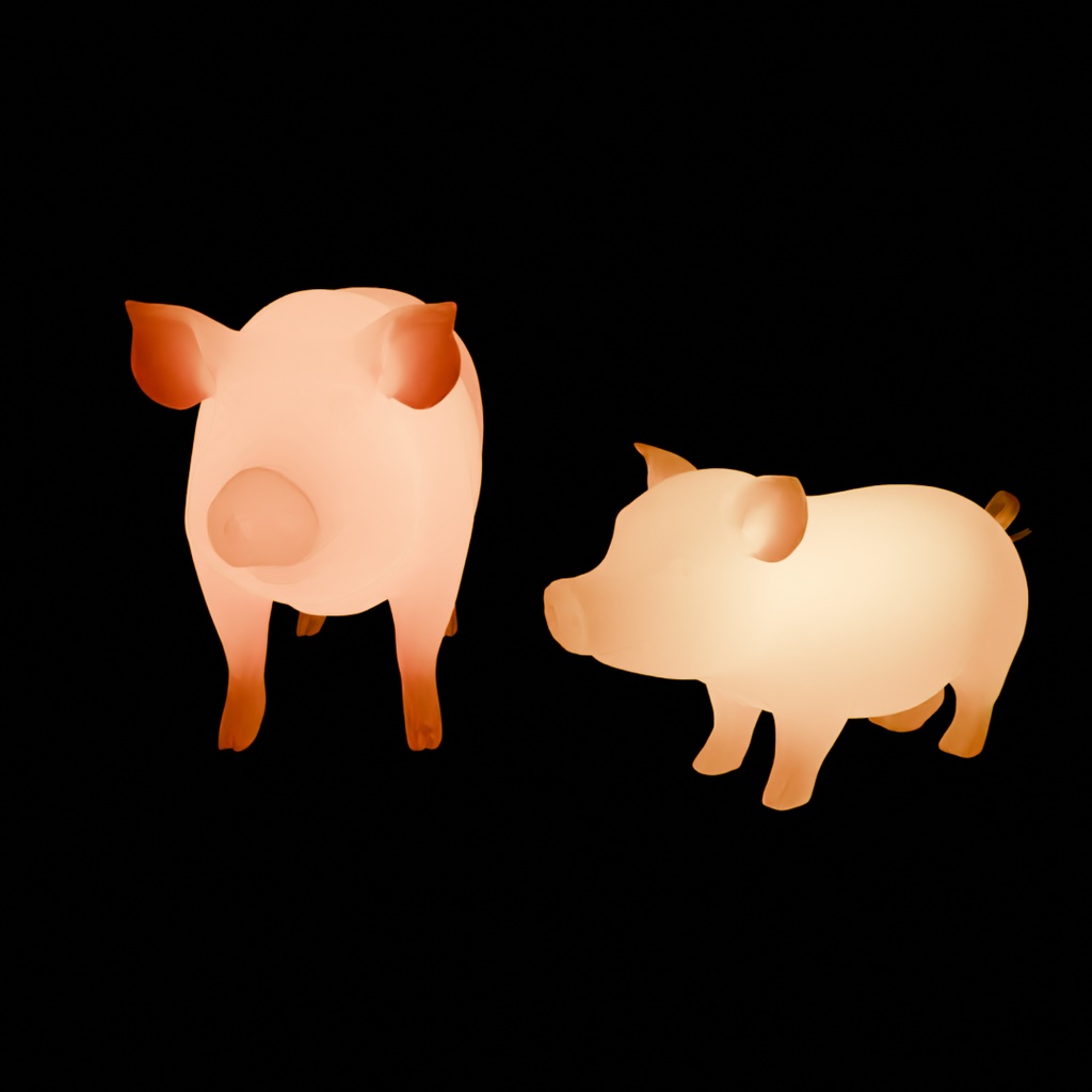 【Blender】 豚と子豚の間接照明 Indirect lighting of pig and piglet