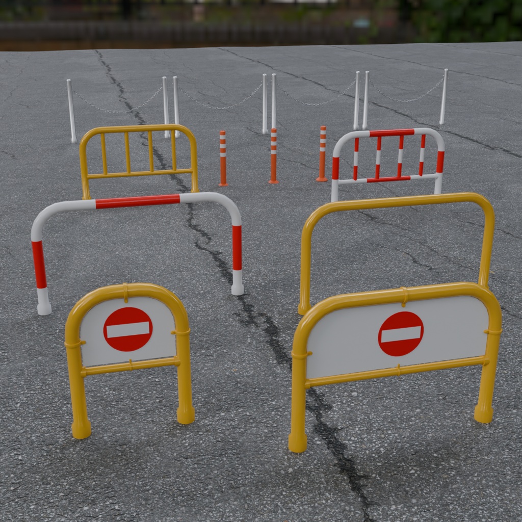 【Blender】 車止めゲートセット Car stop gate set