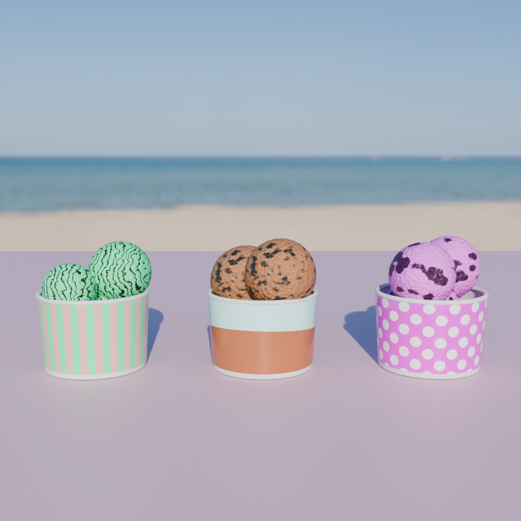 【Blender】 アイスクリームセット Icecream set