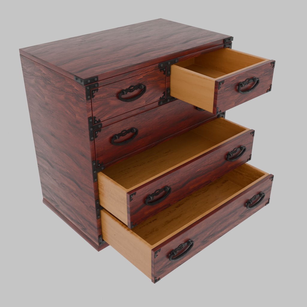 【Blender】 日本の古典的な箪笥 Classic Japanese Tansu