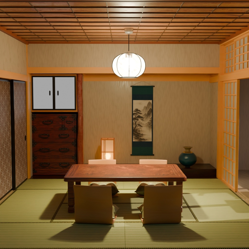【Blender】 旅館の和室『梅』 Japanese-style room “Ume” at Ryokan
