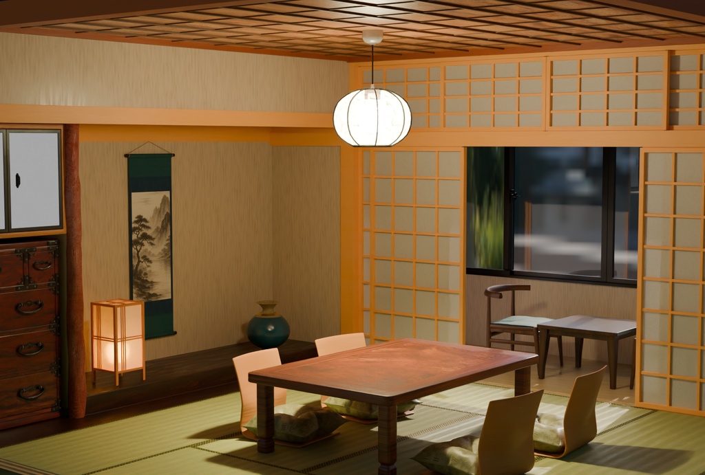 【Blender】 旅館の和室『梅』 Japanese-style room “Ume” at Ryokan