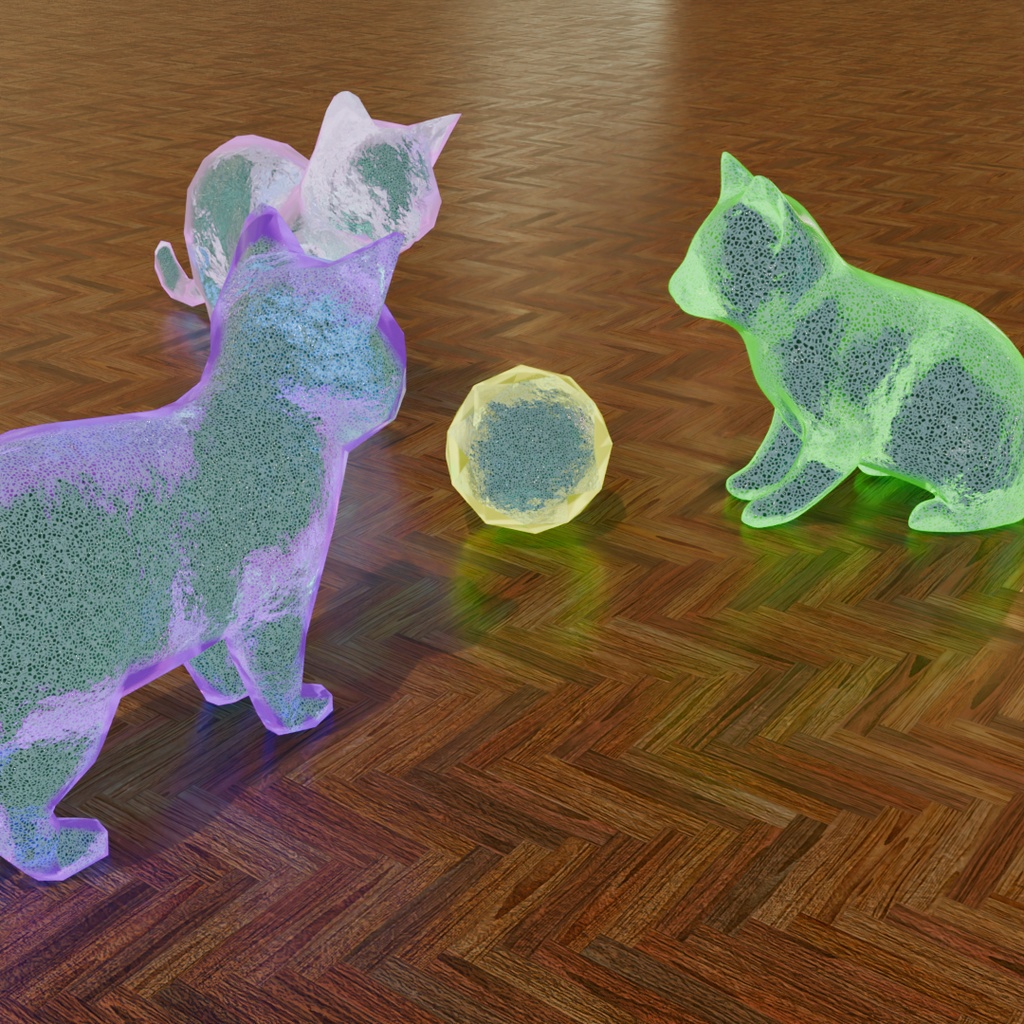 【Blender】 クリスタルの猫ランプ Crystal cat lamp