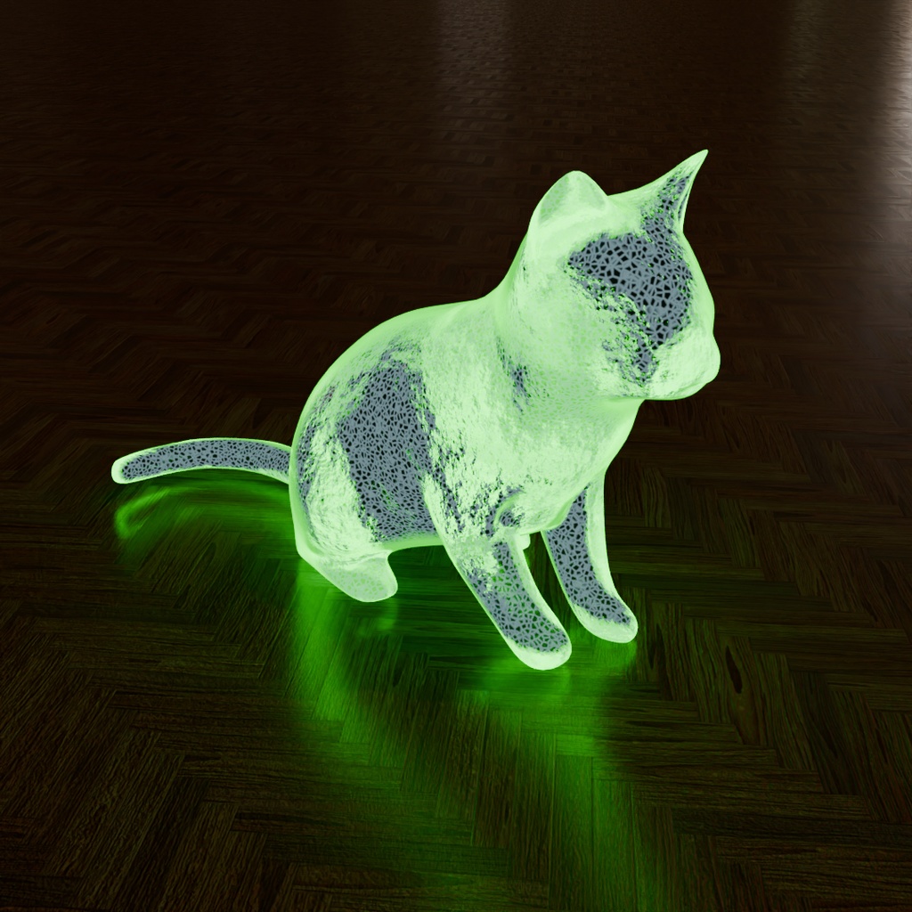 【Blender】 クリスタルの猫ランプ Crystal cat lamp