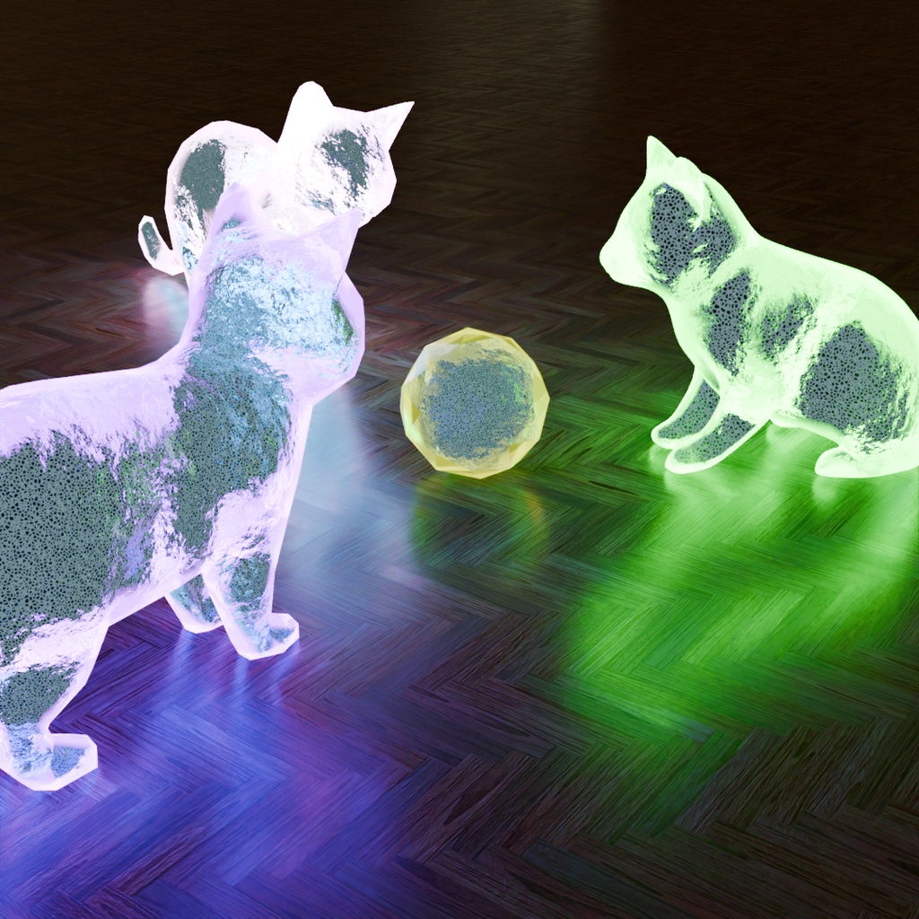【Blender】 クリスタルの猫ランプ Crystal cat lamp