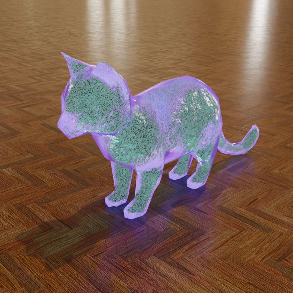 【Blender】 クリスタルの猫ランプ Crystal cat lamp