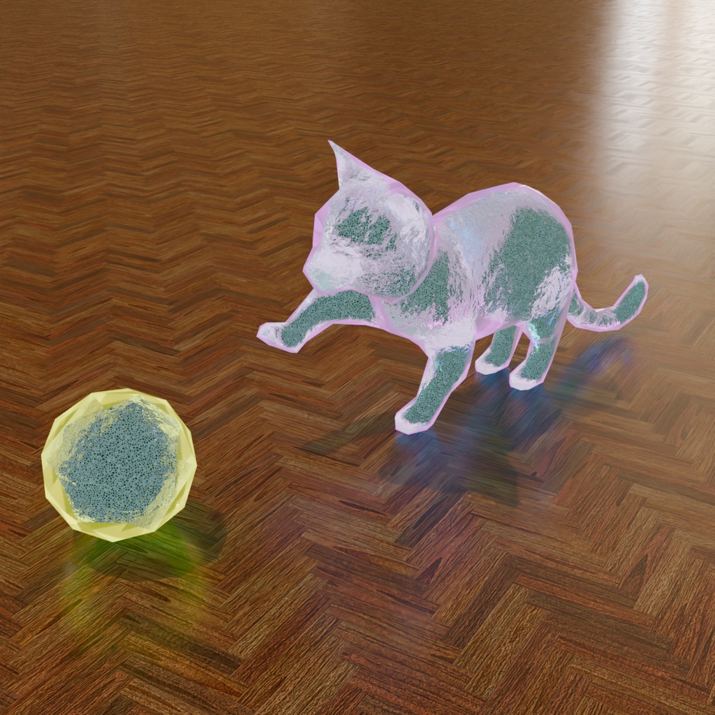 【Blender】 クリスタルの猫ランプ Crystal cat lamp