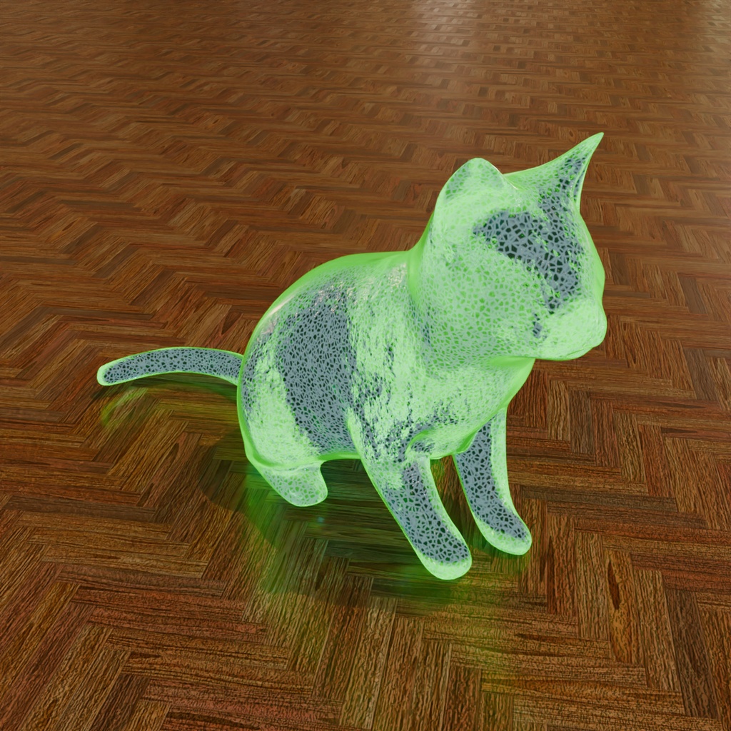 【Blender】 クリスタルの猫ランプ Crystal cat lamp