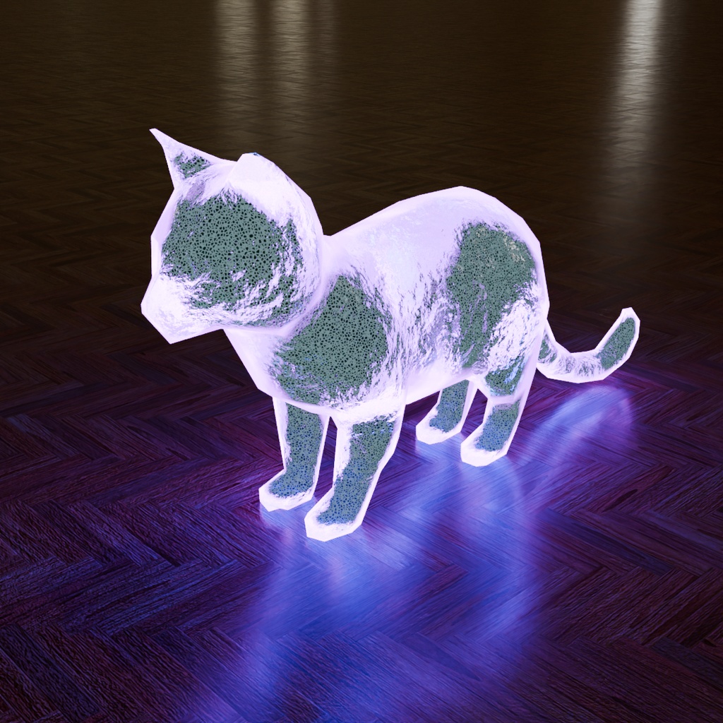 【Blender】 クリスタルの猫ランプ Crystal cat lamp
