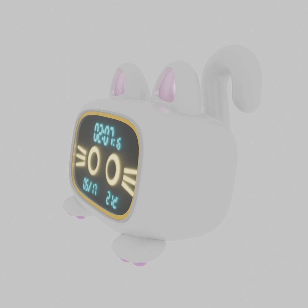 【Blender】 猫のデジタル時計 Cat Digital Clock
