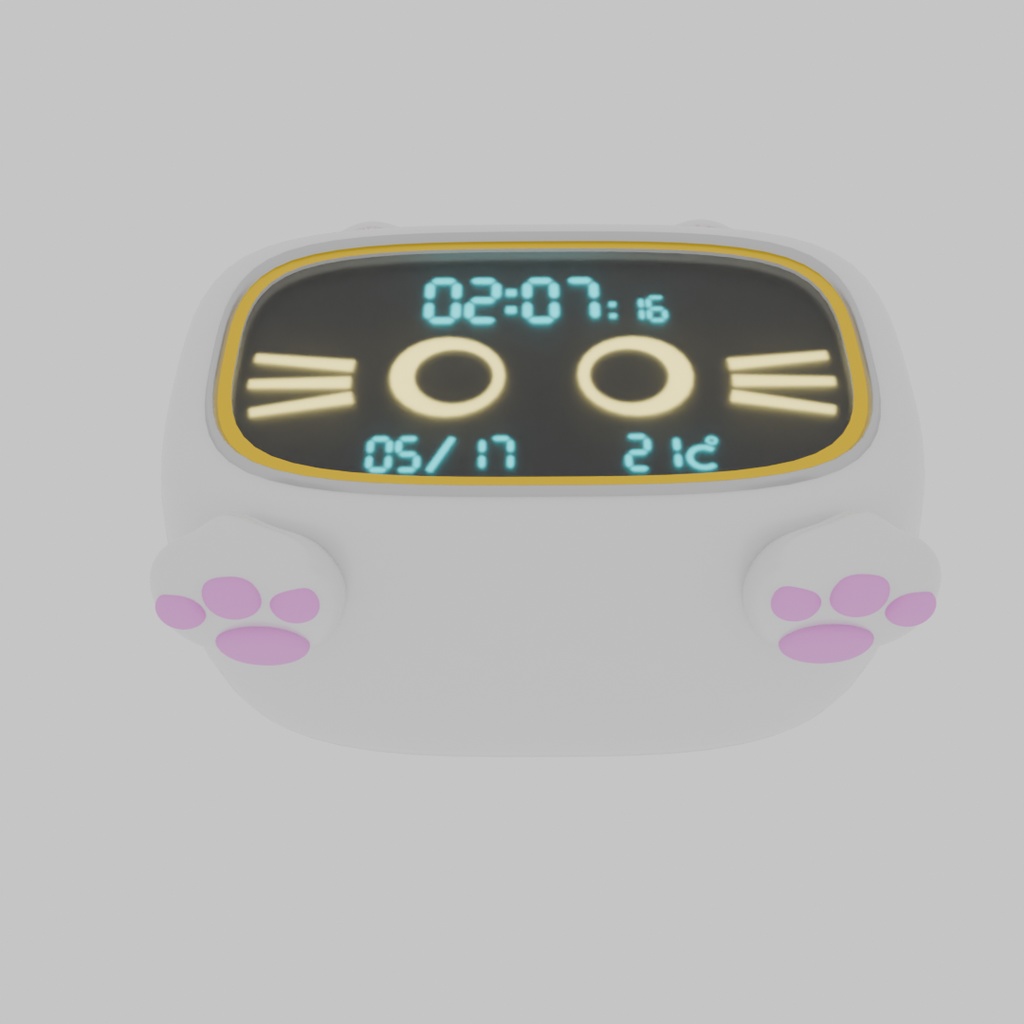 【Blender】 猫のデジタル時計 Cat Digital Clock