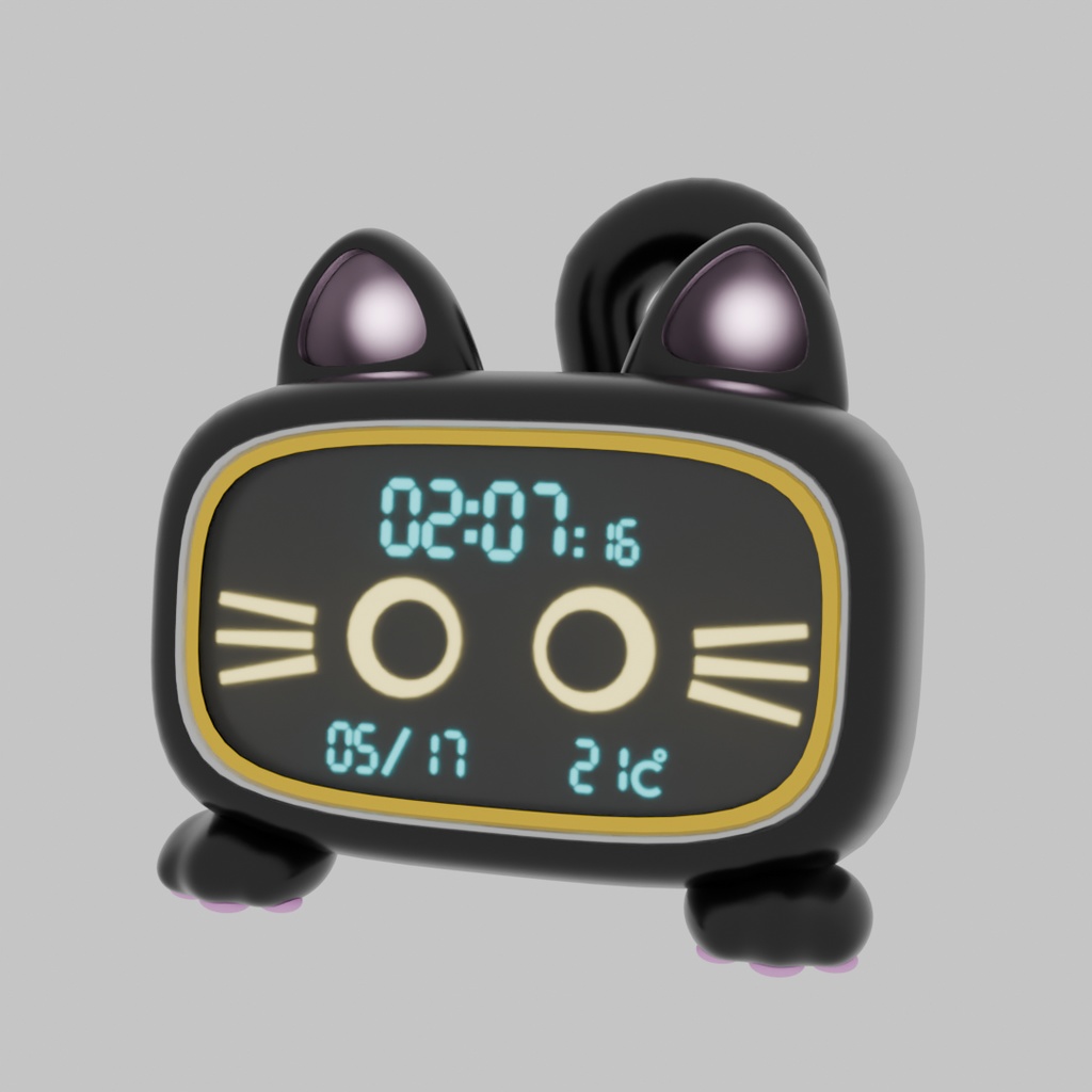 【Blender】 猫のデジタル時計 Cat Digital Clock