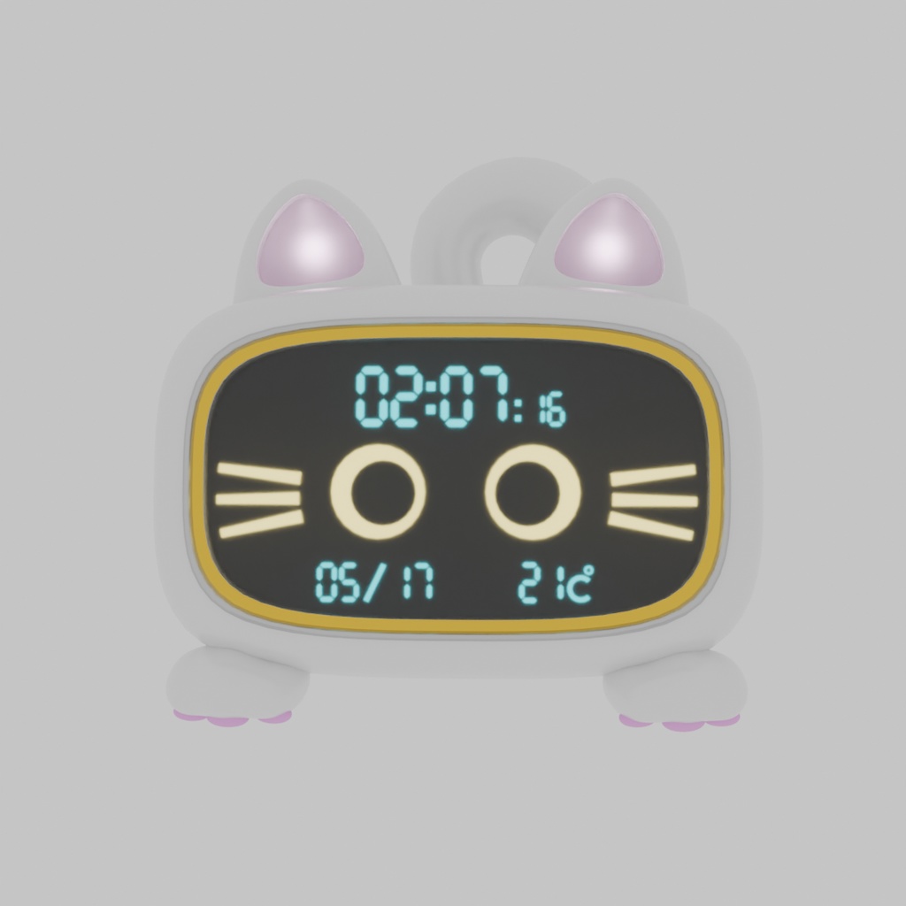 【Blender】 猫のデジタル時計 Cat Digital Clock