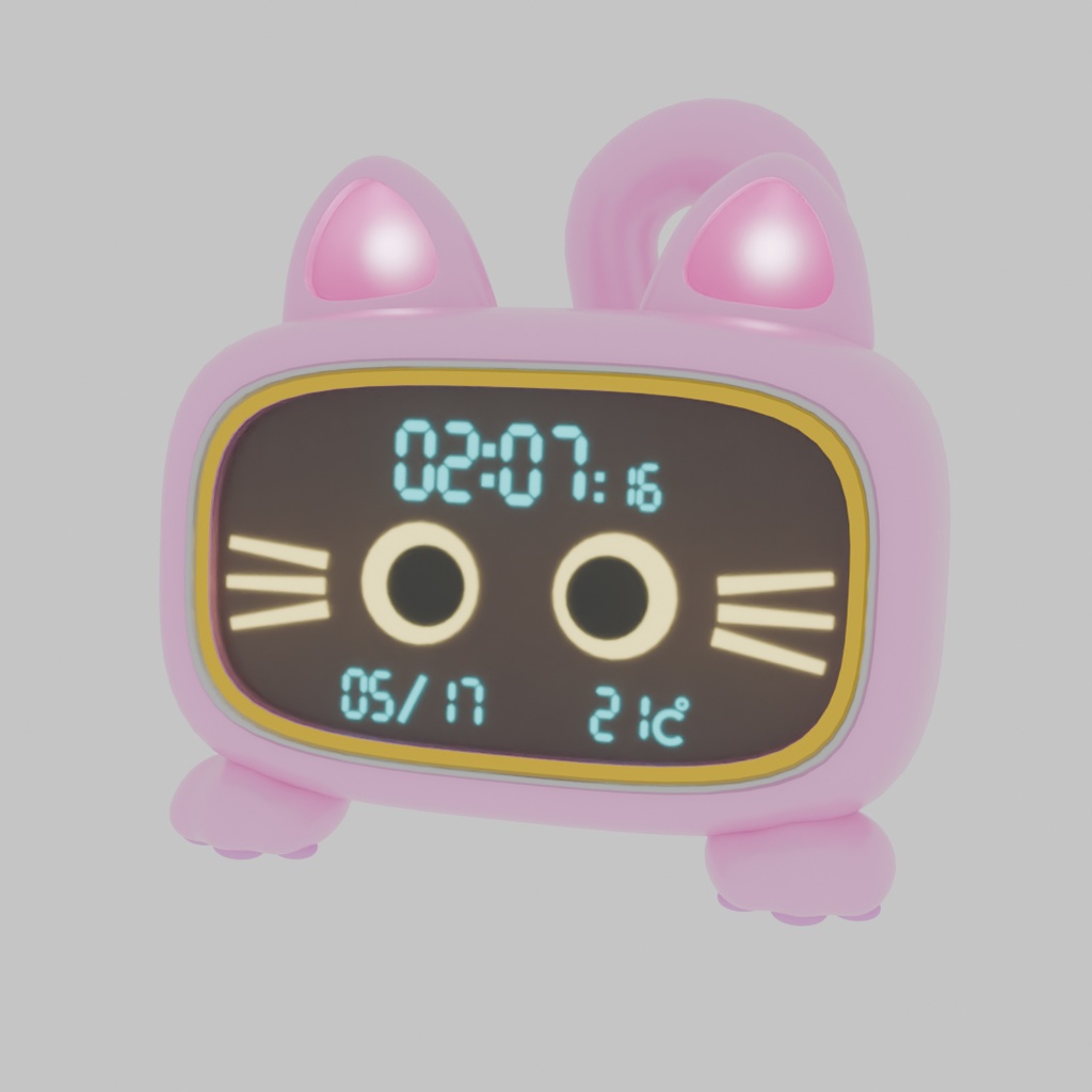 【Blender】 猫のデジタル時計 Cat Digital Clock