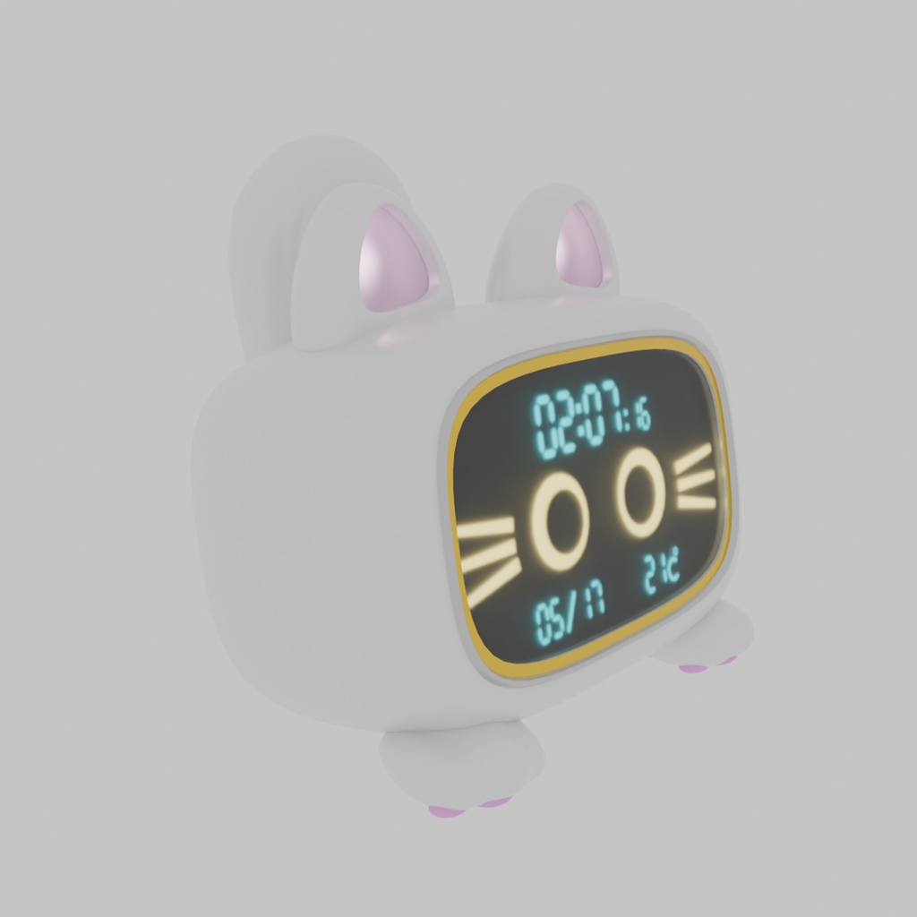 【Blender】 猫のデジタル時計 Cat Digital Clock