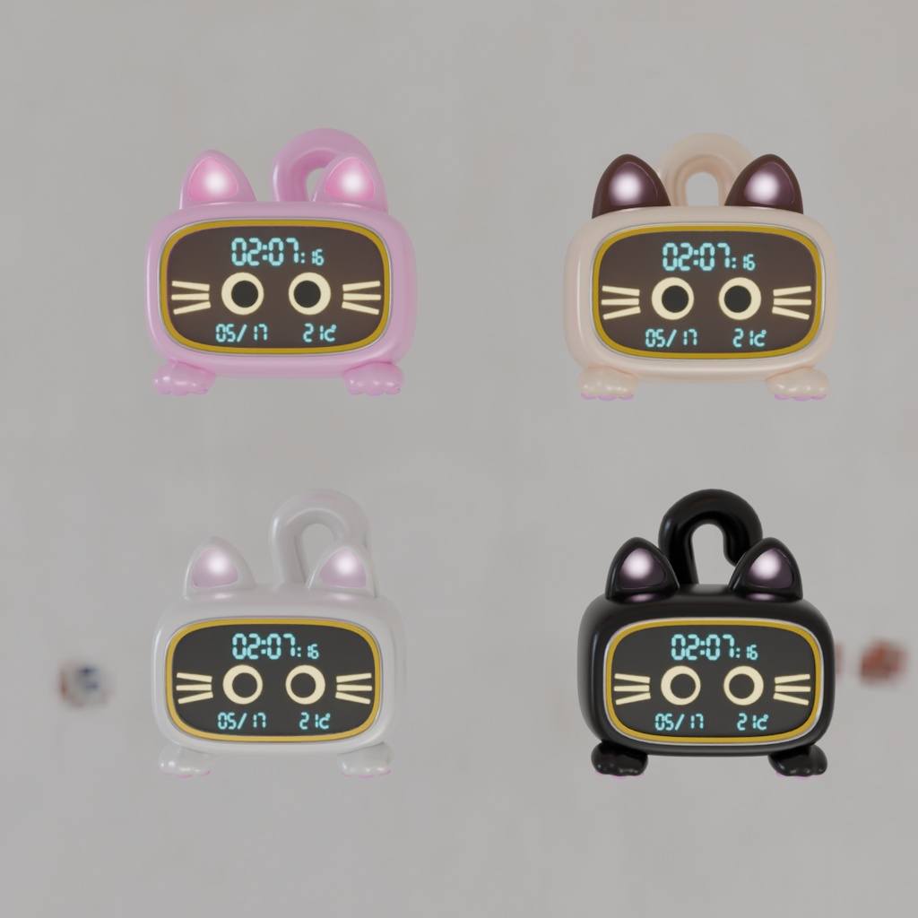 【Blender】 猫のデジタル時計 Cat Digital Clock