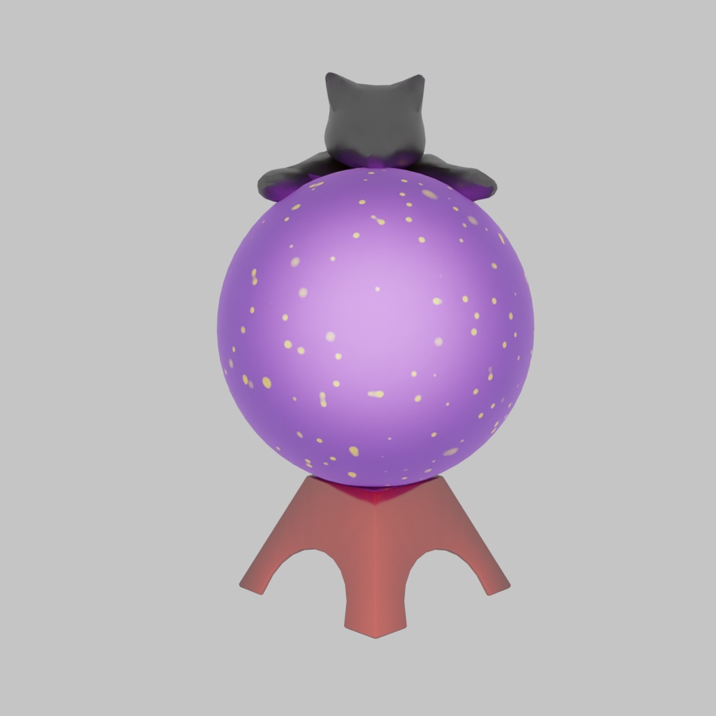 【Blender】 ボールにしがみつく猫のライト Cat lights clinging to ball