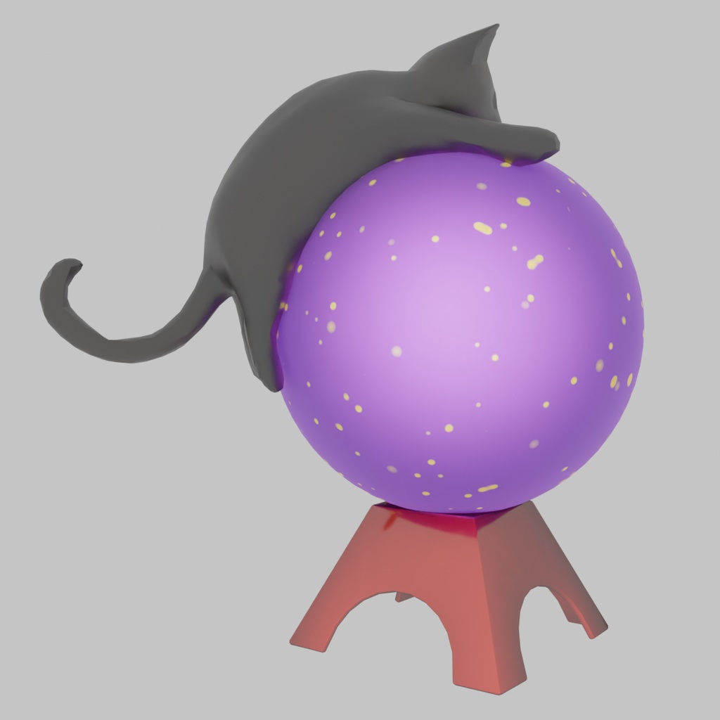 【Blender】 ボールにしがみつく猫のライト Cat lights clinging to ball
