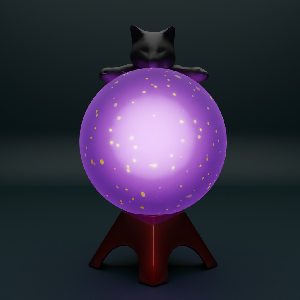 【Blender】 ボールにしがみつく猫のライト Cat lights clinging to ball