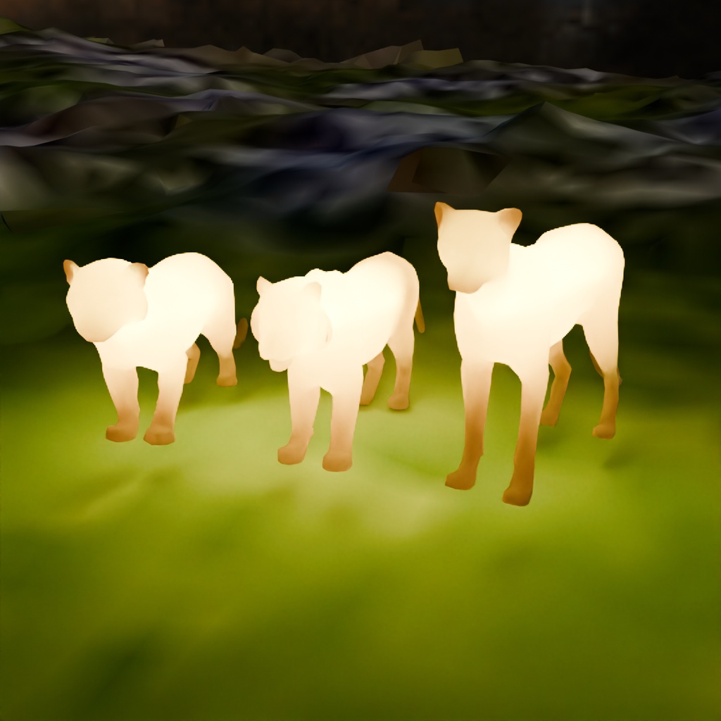 【Blender】 ネコ科の猛獣たちの間接照明 Indirect lighting for feline beasts of prey