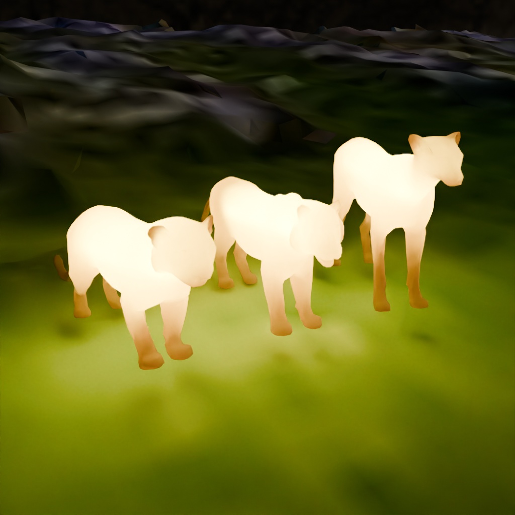 【Blender】 ネコ科の猛獣たちの間接照明 Indirect lighting for feline beasts of prey
