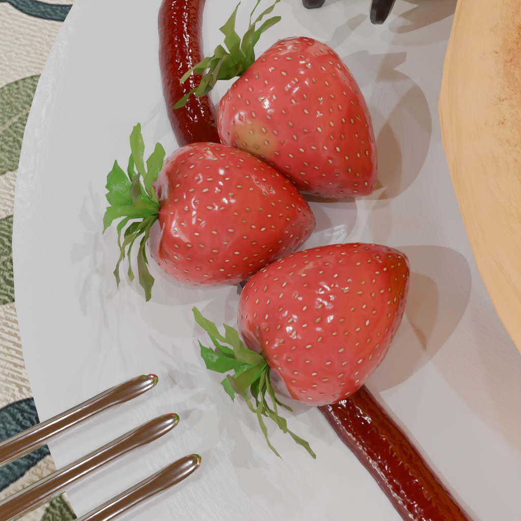 【Blender】 ふわふわパンケーキセット Fluffy pancake set