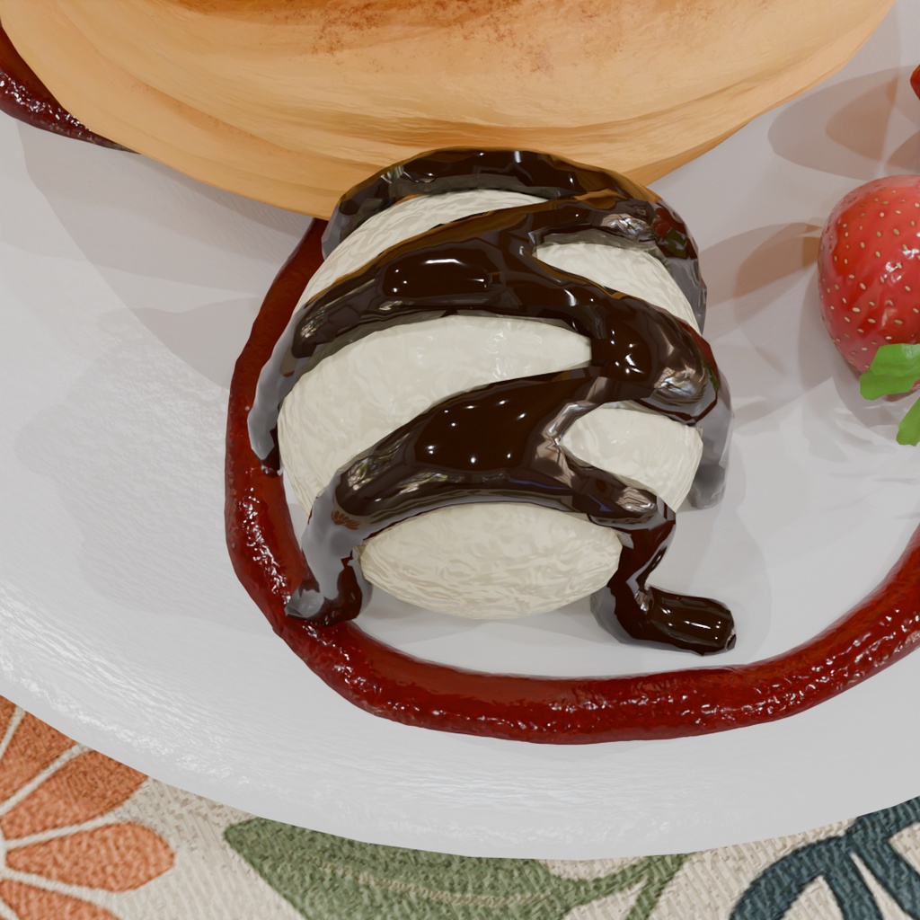 【Blender】 ふわふわパンケーキセット Fluffy pancake set