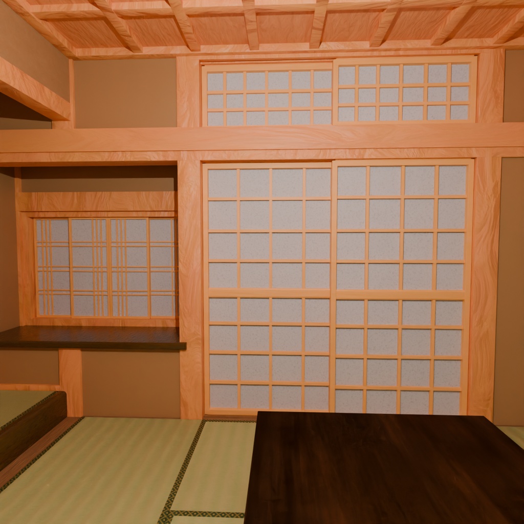 【Blender】 書院造の部屋 shoin-style Japanese-style room