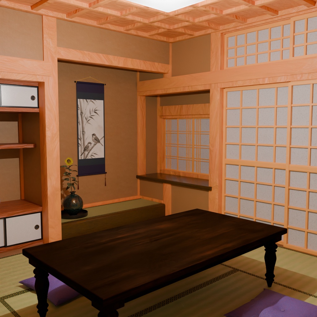 【Blender】 書院造の部屋 shoin-style Japanese-style room