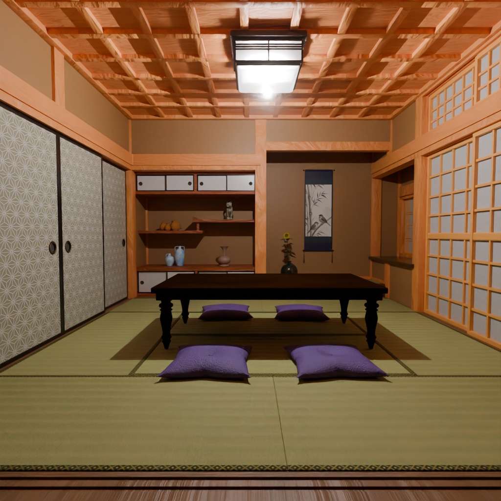 【Blender】 書院造の部屋 shoin-style Japanese-style room
