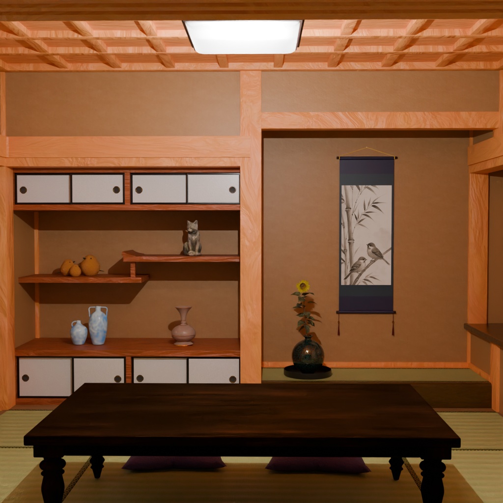 【Blender】 書院造の部屋 shoin-style Japanese-style room