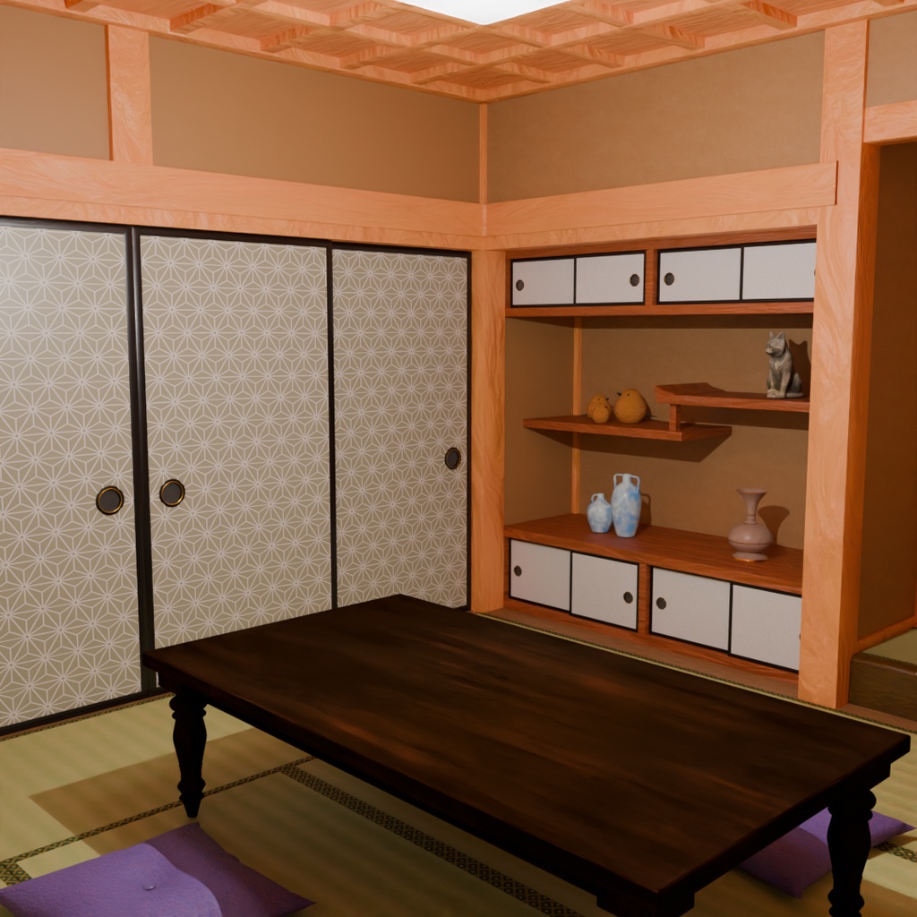 【Blender】 書院造の部屋 shoin-style Japanese-style room