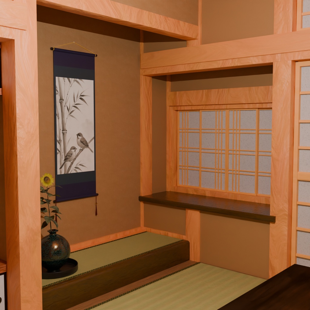 【Blender】 書院造の部屋 shoin-style Japanese-style room