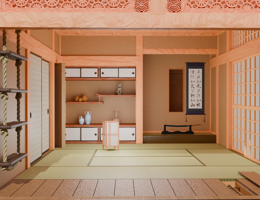 【Blender】 忍者屋敷の部屋 Ninja house room