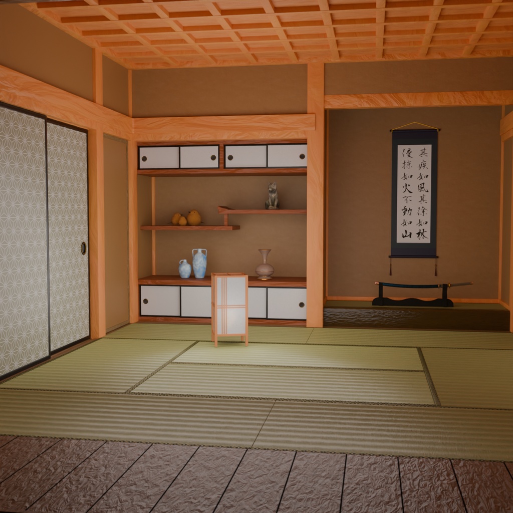 【Blender】 忍者屋敷の部屋 Ninja house room