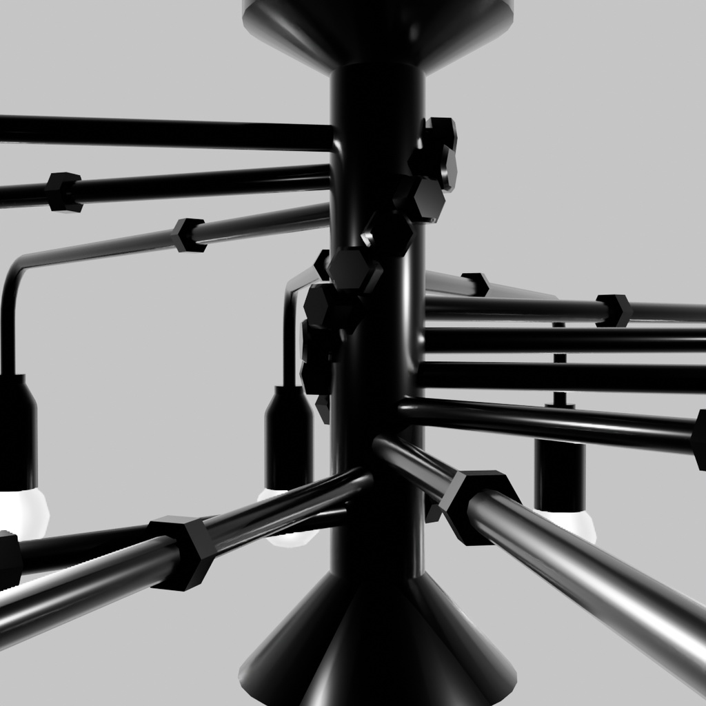 【Blender】 シンプルな12灯シーリングライト Simple 12-light ceiling light