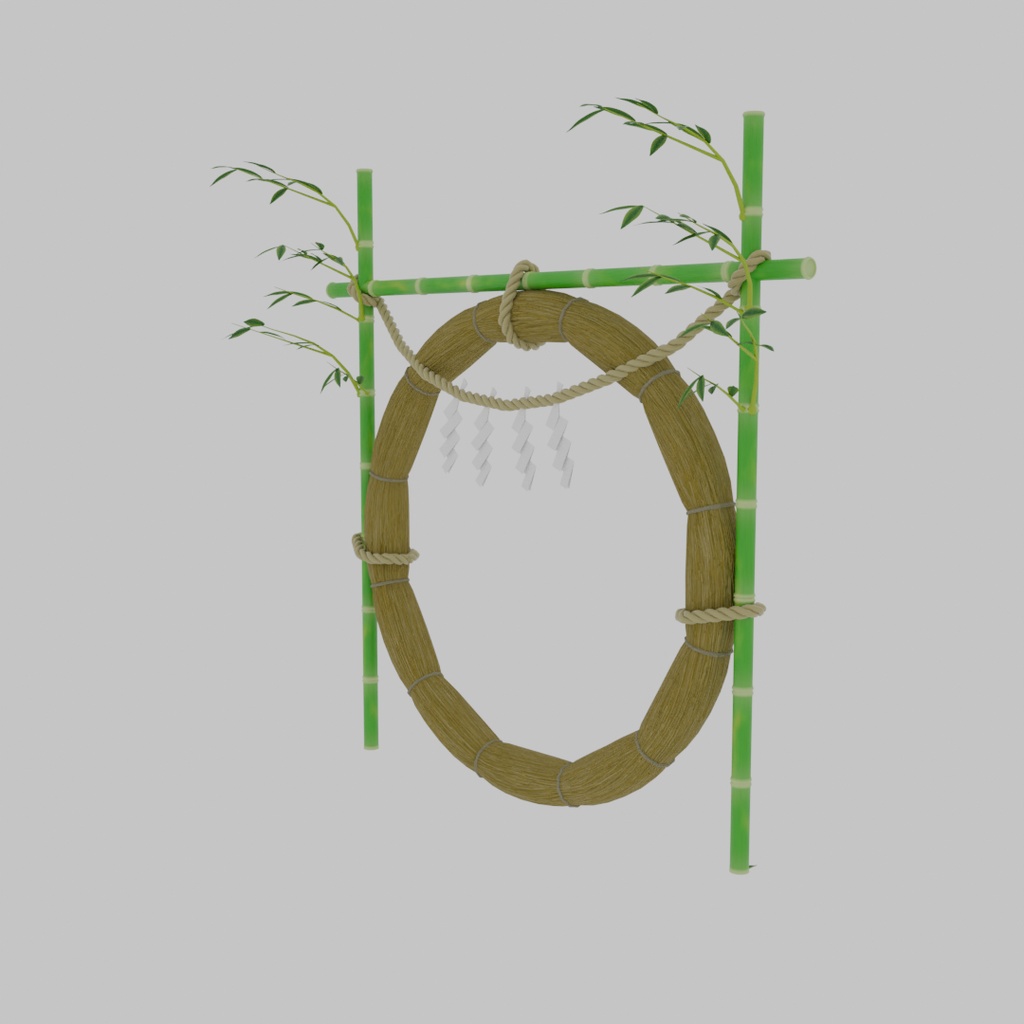 【Blender】 茅の輪くぐりの茅の輪 cogon grass ring