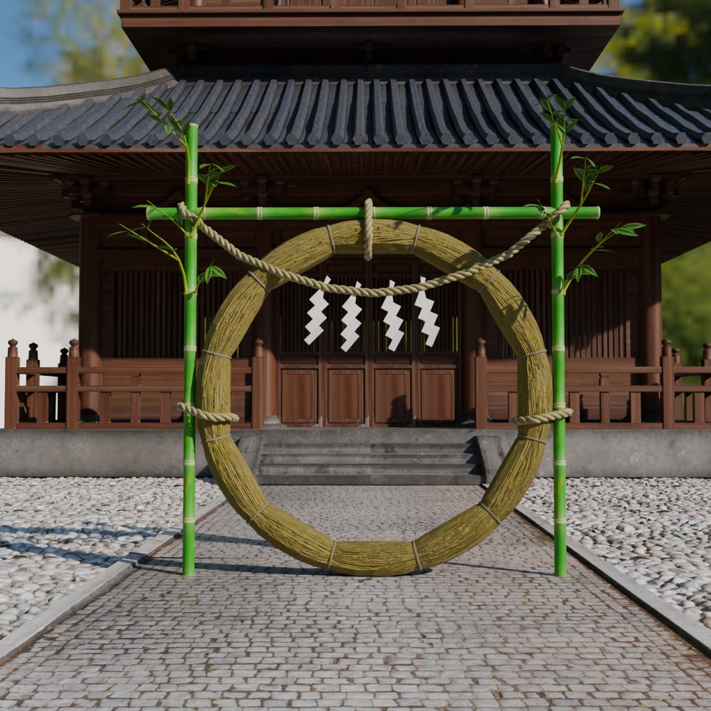 【Blender】 茅の輪くぐりの茅の輪 cogon grass ring