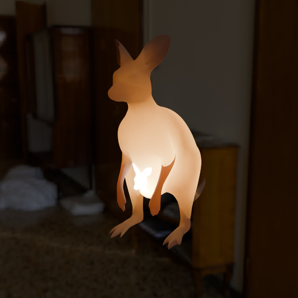 【Blender】 カンガルーの親子の間接照明 Indirect lighting of kangaroo parent and child