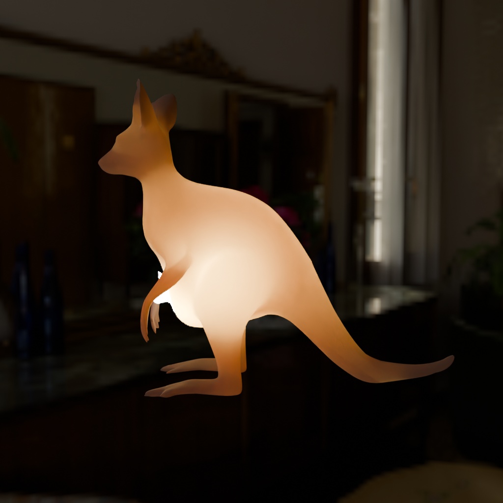 【Blender】 カンガルーの親子の間接照明 Indirect lighting of kangaroo parent and child